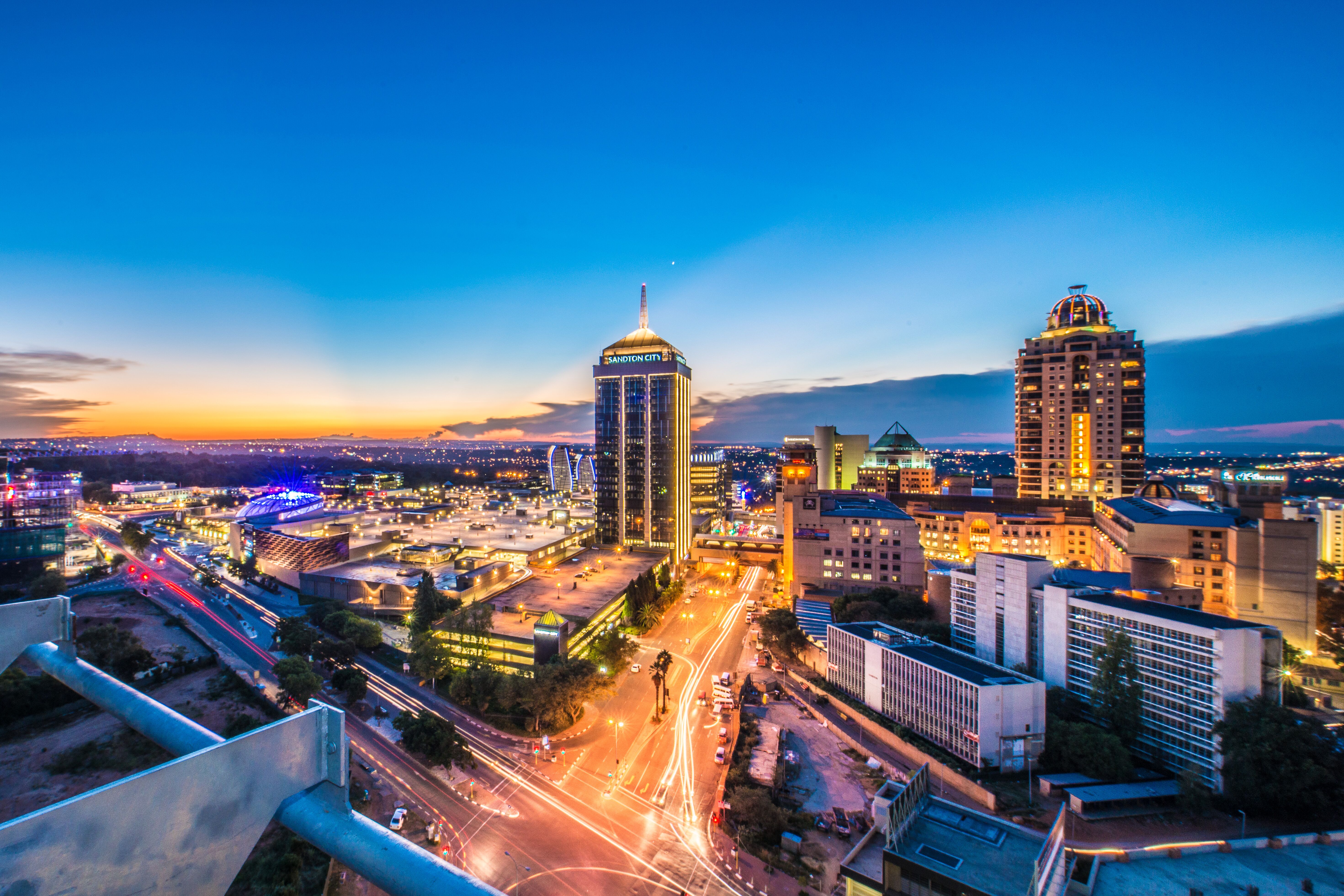 Sunset over the Sandton City skyline