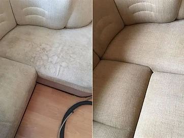 Vorher-Nachher-Ecksofareinigung – beigefarbenes Ecksofa in Kaiserslautern