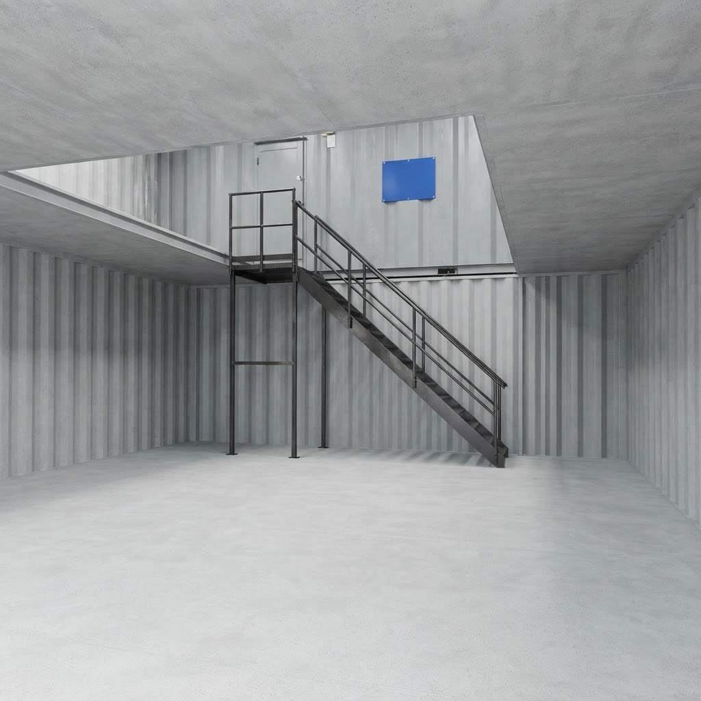 custom new shipping container for sale — Steel Staircase With Landing & Handrails delivered nationwide by CargoVault Containers thumbnail 4