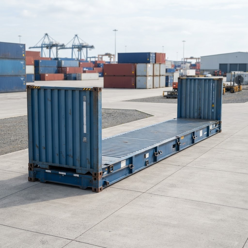 40ft used shipping container for sale — 40-foot Flat Rack Shipping Container Cargo-worthy delivered nationwide by CargoVault Containers thumbnail 2