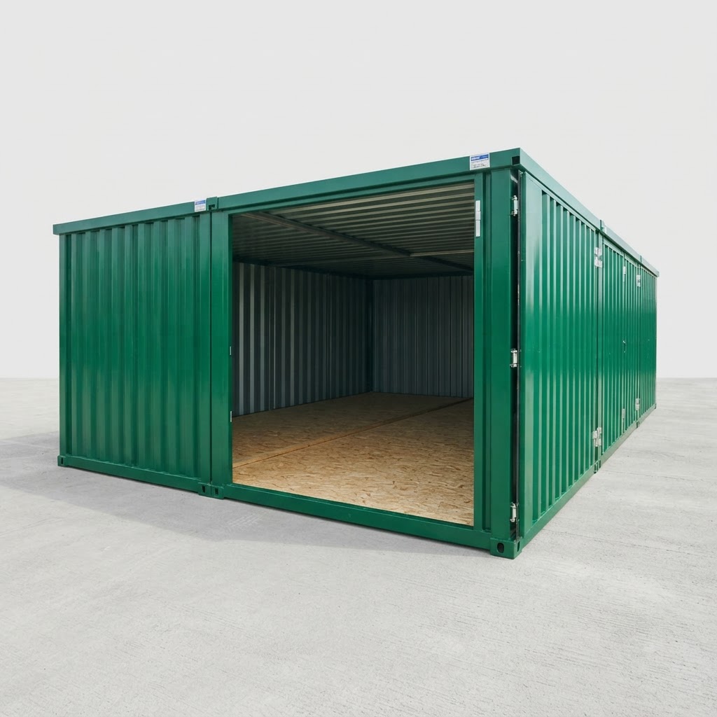 4.2m new shipping container for sale — 4M X 4.2M Side Linked Flat Pack Container Bundle (Powder Coated) delivered nationwide by CargoVault Containers thumbnail 4