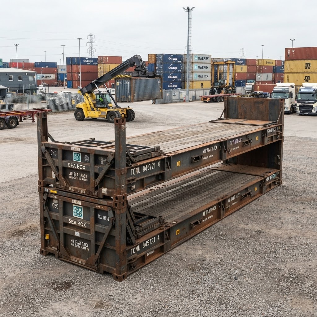 40ft new shipping container for sale — 40ft Flat Rack Container (Collapsible Ends) delivered nationwide by Cargo Vault Containers thumbnail 4