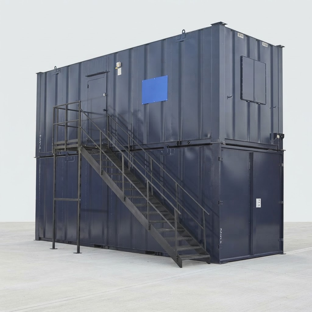 custom new shipping container for sale — Steel Staircase With Landing & Handrails delivered nationwide by CargoVault Containers thumbnail 3