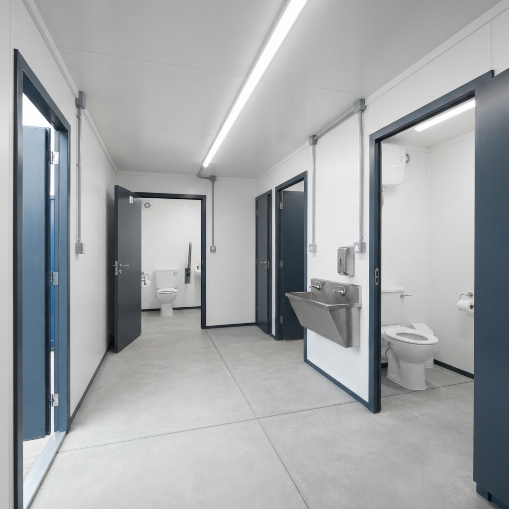 20ft new shipping container for sale — 4+1 Steel Toilet Cabin 20Ft x 9Ft delivered nationwide by CargoVault Containers thumbnail 4