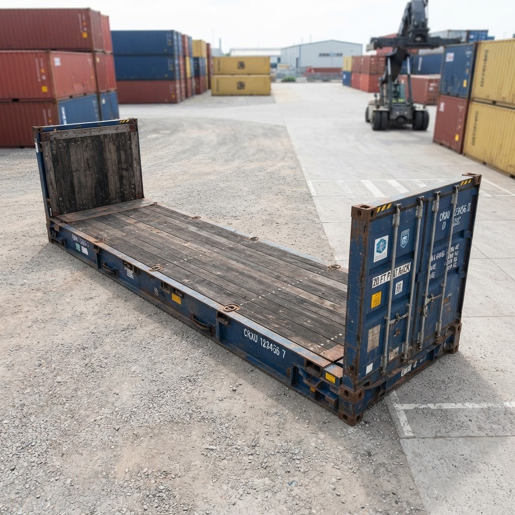 20ft used shipping container for sale — 20ft Collapsible-End Flat Rack Container delivered nationwide by Cargo Vault Containers thumbnail 4