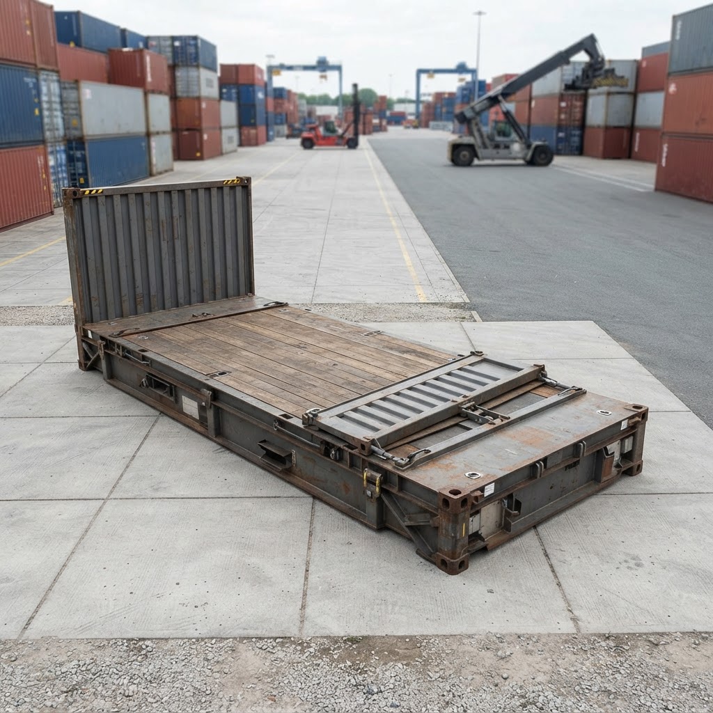20ft used shipping container for sale — 20-foot Flat Rack Shipping Container Cargo-worthy delivered nationwide by CargoVault Containers thumbnail 4