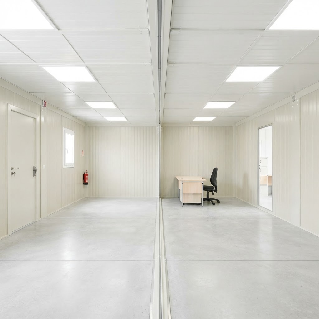 6.5m new shipping container for sale — 6.5M X 4.6M Side Linked Flat Pack Container Office delivered nationwide by CargoVault Containers thumbnail 4