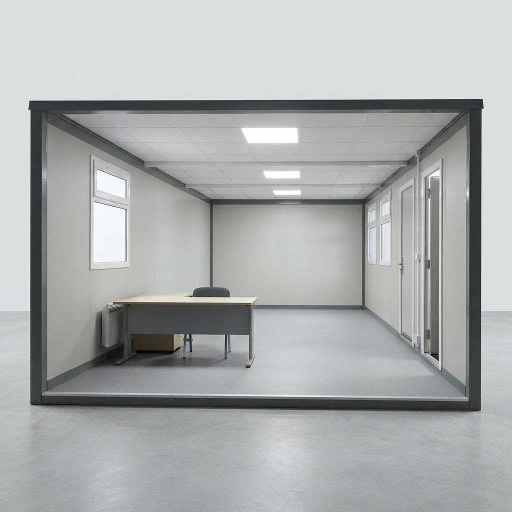 32ft new shipping container for sale — 32Ft x 10Ft Jackleg Plastisol Office Cabin delivered nationwide by Cargo Vault Containers thumbnail 4