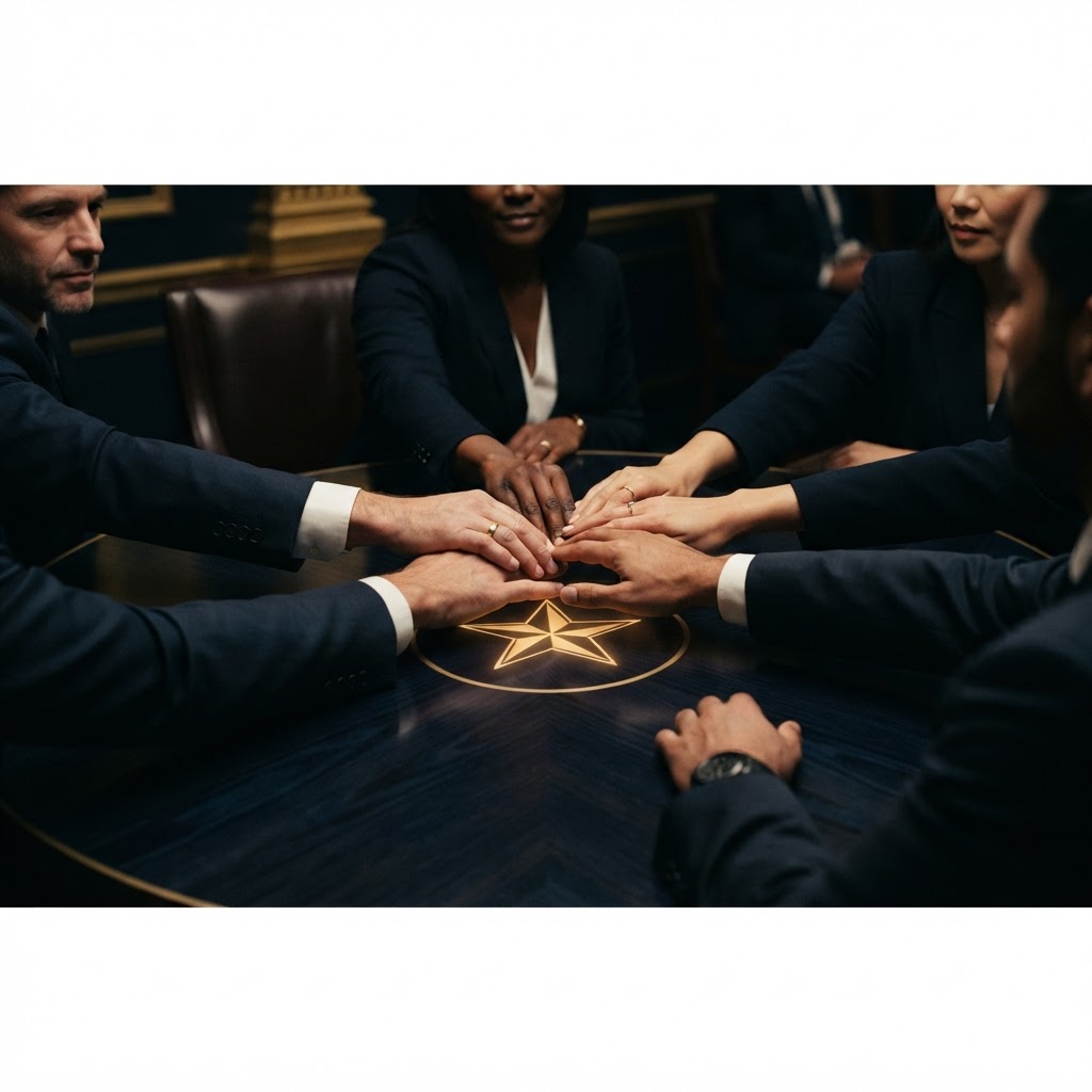 Hands coming together in coalition