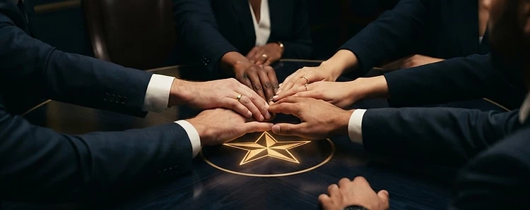 Hands coming together in coalition