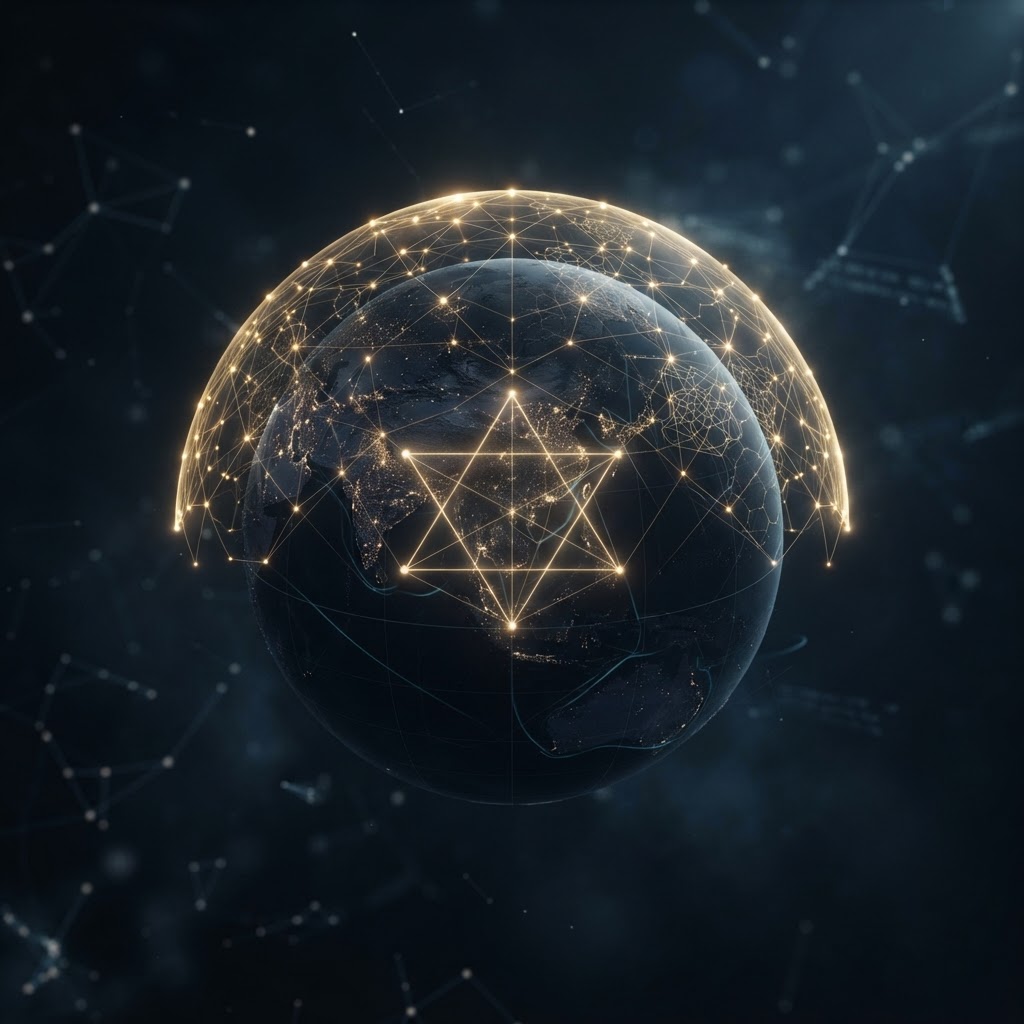 Golden protective shield over a global intelligence grid