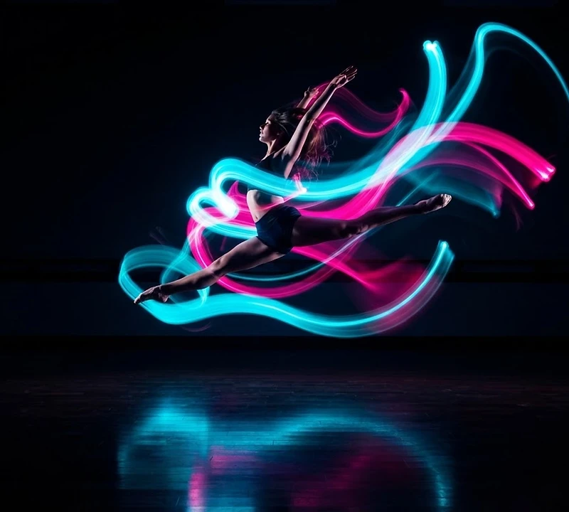 Dancer with light trails
