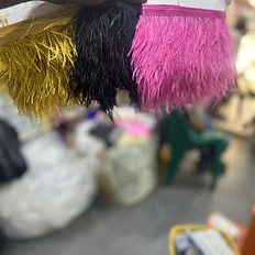 Mustard, Black & Pink Ostrich Feather Trim