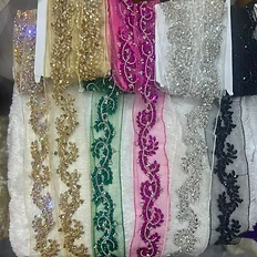 Flat Rhinestone Beaded Trim Set