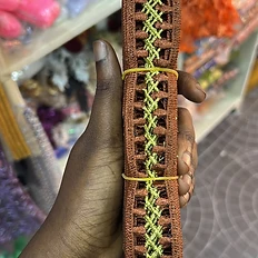 Bronze & Lime Ladder Lace Trim