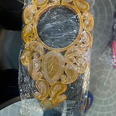Gold Paisley Neckline Applique