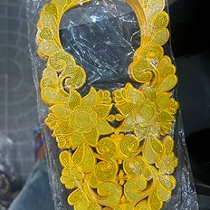 Yellow Floral Neckline Applique