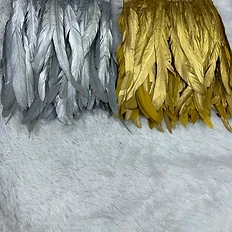 Metallic Silver & Gold Duck Feather Trim