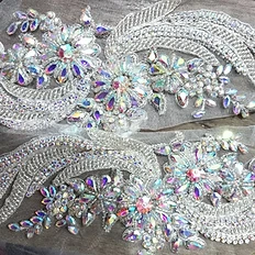 Iridescent Rhinestone Mesh Trim
