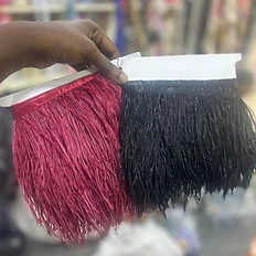 Burgundy & Black Ostrich Feather Trim