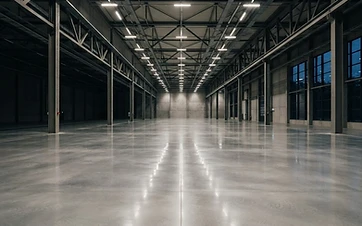 Sanierter Industrieboden in einer Produktionshalle mit versiegelter Oberfläche