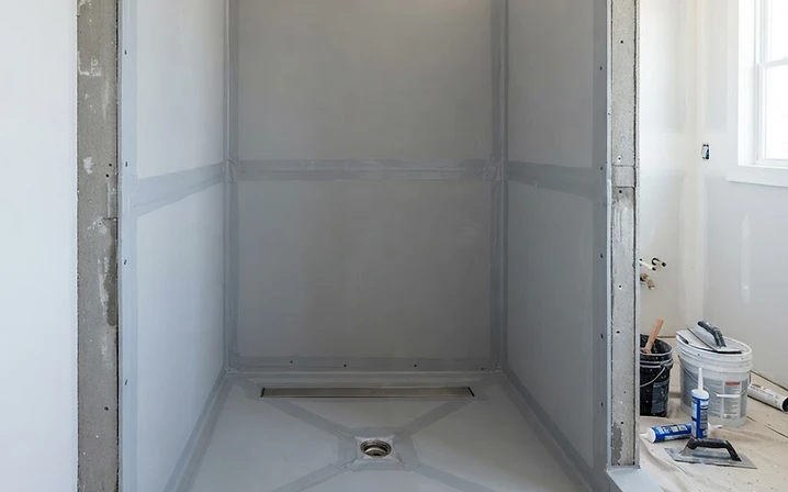 Professional shower waterproofing before tile installation in Largo Florida