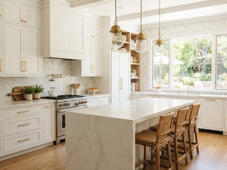 Residential kitchen with professionally installed tile backsplash