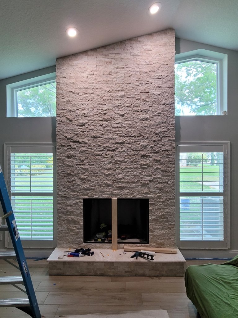 Stone Fireplace & Luxury Marble Floor
