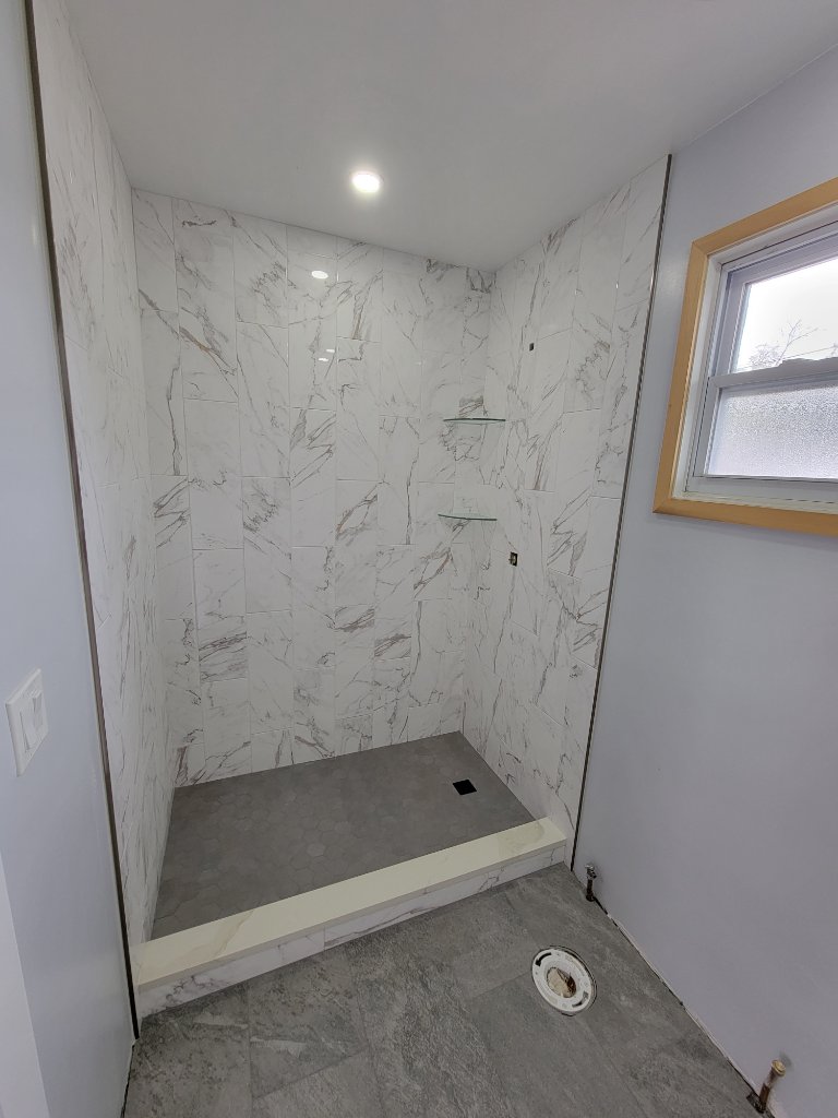 Dark Marble Bathroom Remodel