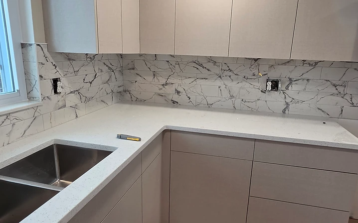 Professional kitchen tile backsplash installation in Pinellas County Florida.