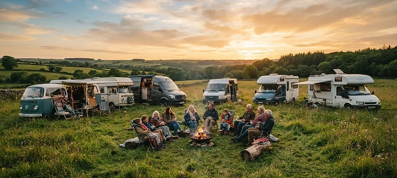 Motorhome owners gathered at a Van Club rally