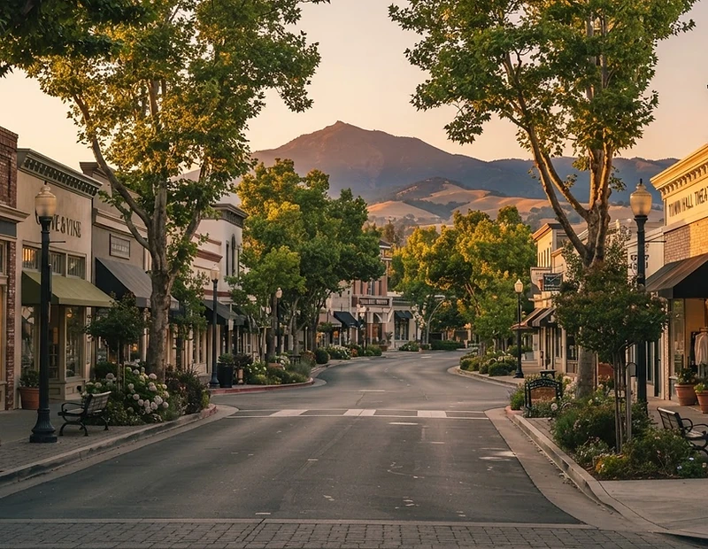 Danville, California downtown at golden hour
