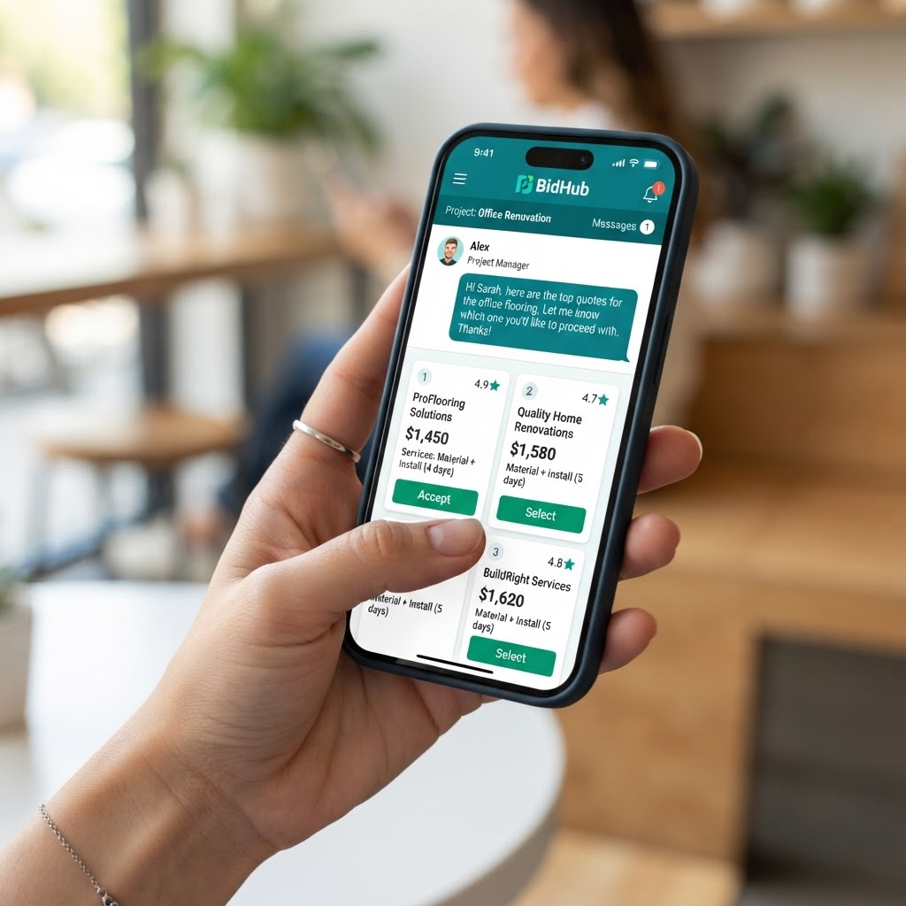 Comparing quotes and chatting with a business