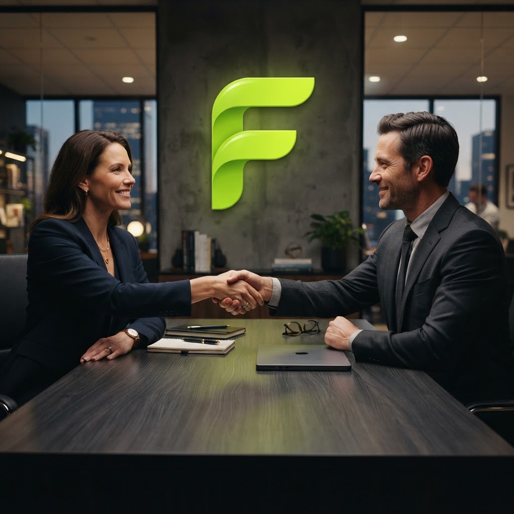 FinanceMyCompany introducer partnership — branded with the F