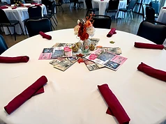 Floral centerpiece with Route 66 and JHS 1966 brochures