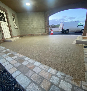 Cobble-Bordered Resin Carport