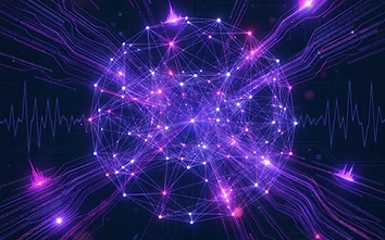 Abstract illustration of real-time crypto transaction monitoring with flowing data streams and alert highlights