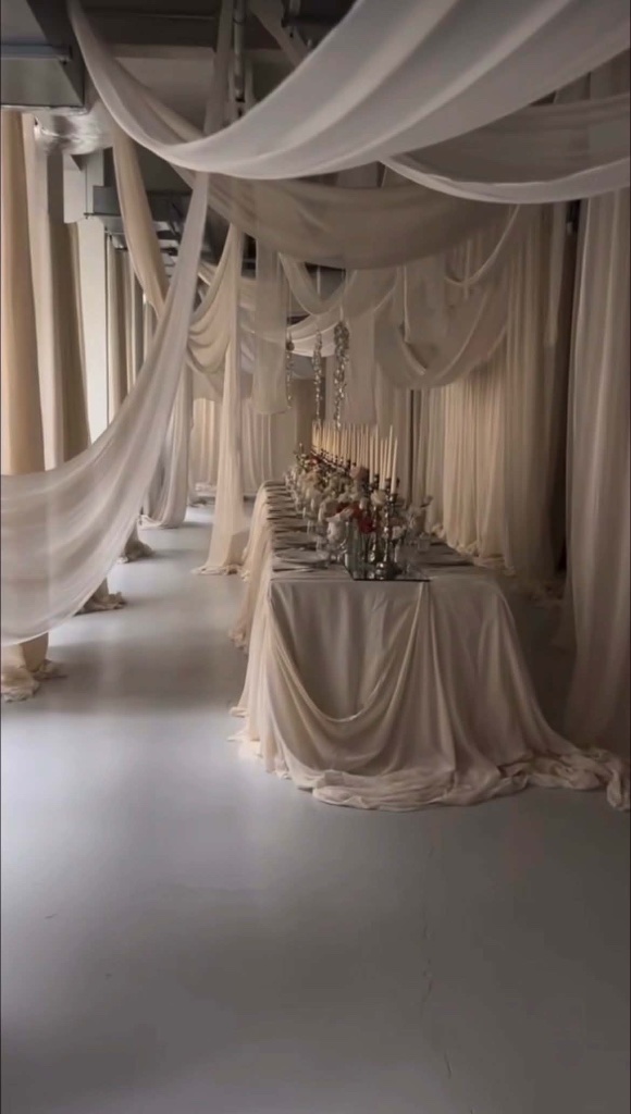 Luxury draped reception table