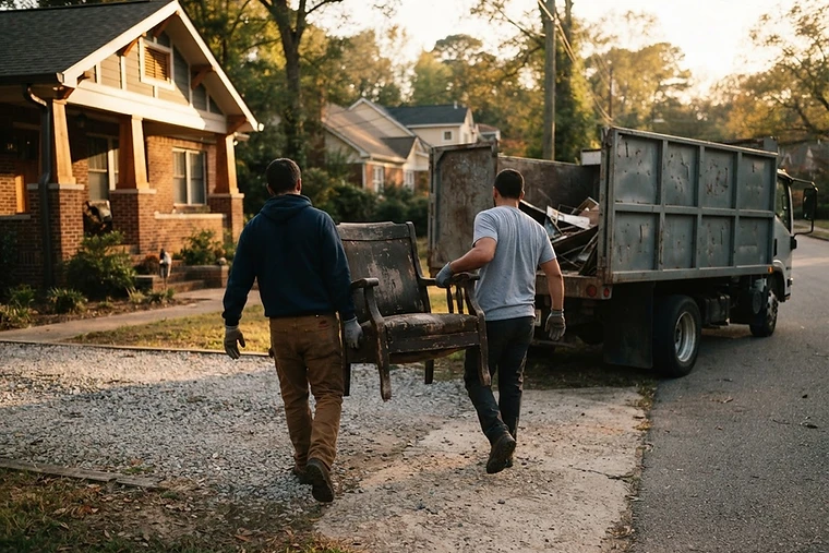 Professional removal crew working methodically
