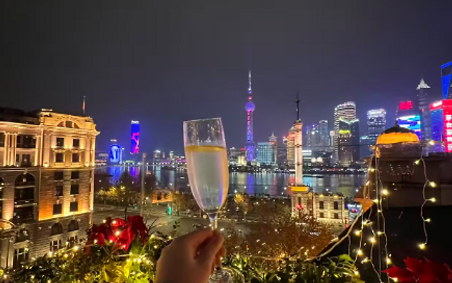 Skyline views from The Fellas terrace on the Bund