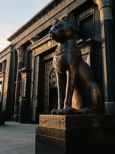 Carreras Black Cat statue at the Carreras building, Camden