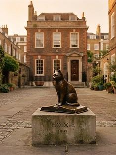 Hodge the Cat bronze statue in Gough Square