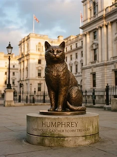 Humphrey the Cat bronze statue in Whitehall