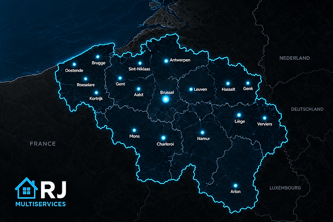 RJ Multiservices werkgebied kaart van België