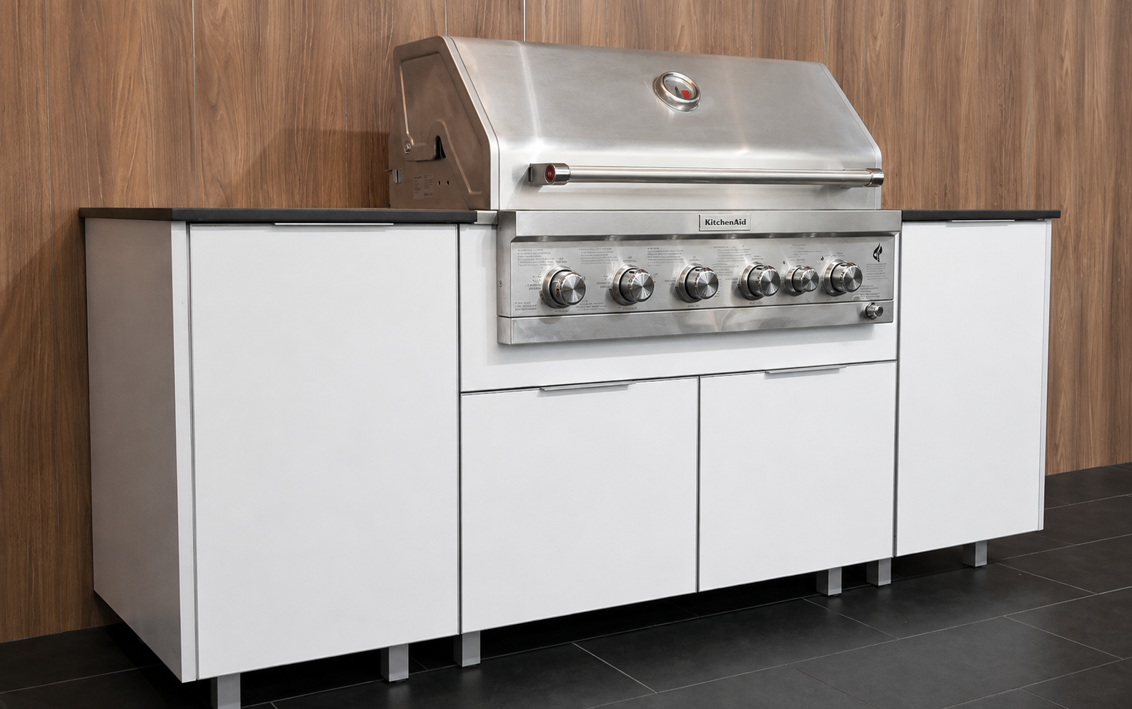 Outdoor kitchen — high gloss white BBQ unit