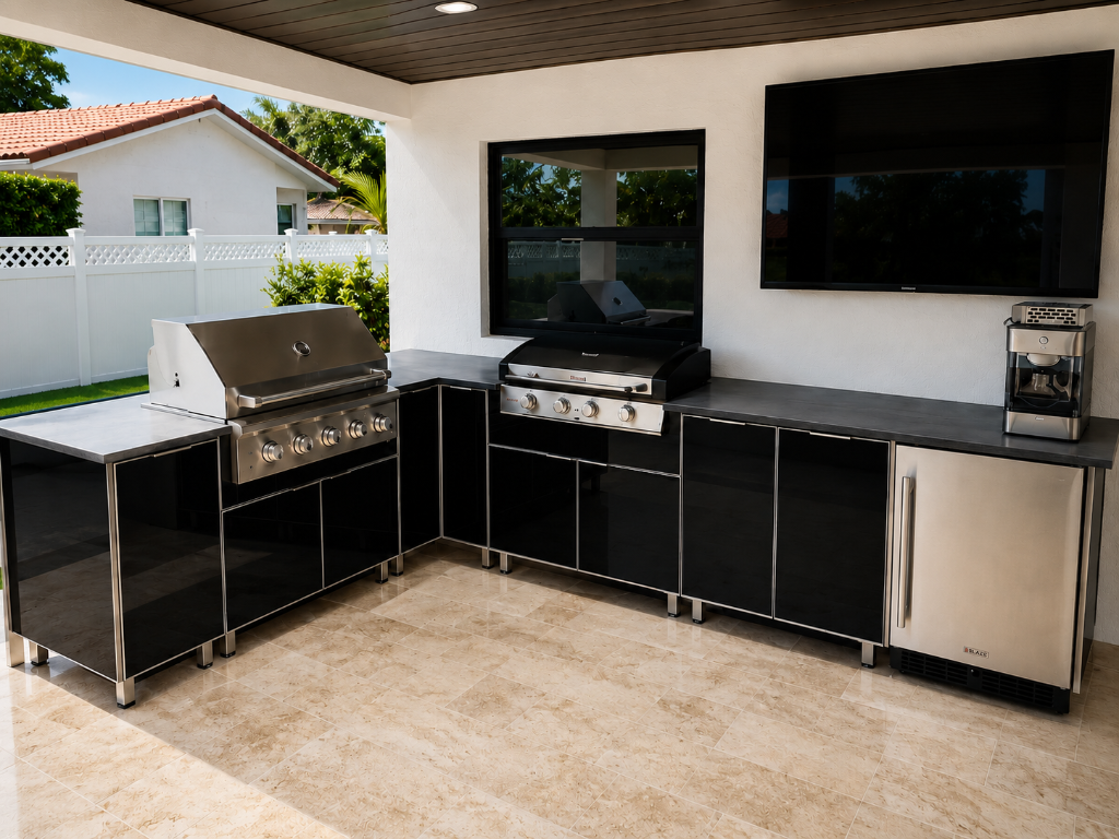 Outdoor kitchen — black finish installation