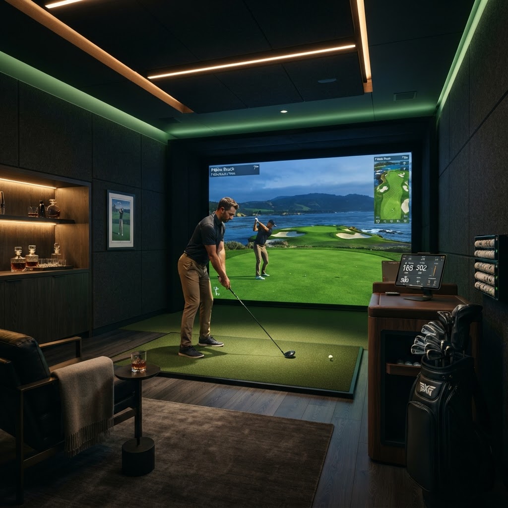 Custom golf simulator installation by WeDoSims