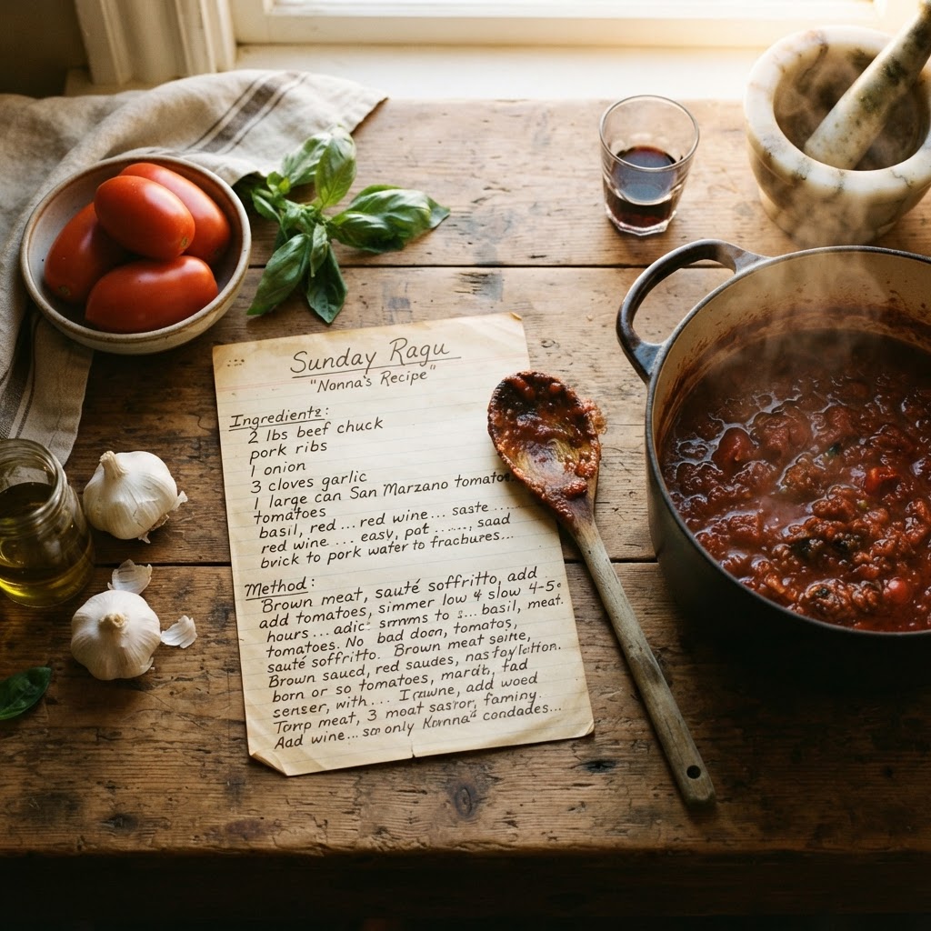 Rosa’s Sunday Ragu recipe card