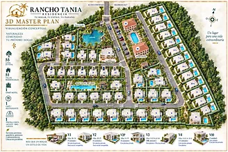 3D Master Plan — 55 lots, 51 villas, aparthotel, lagoon & café