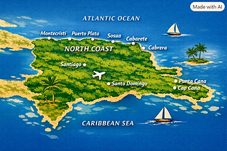 Illustrated map of the Dominican Republic